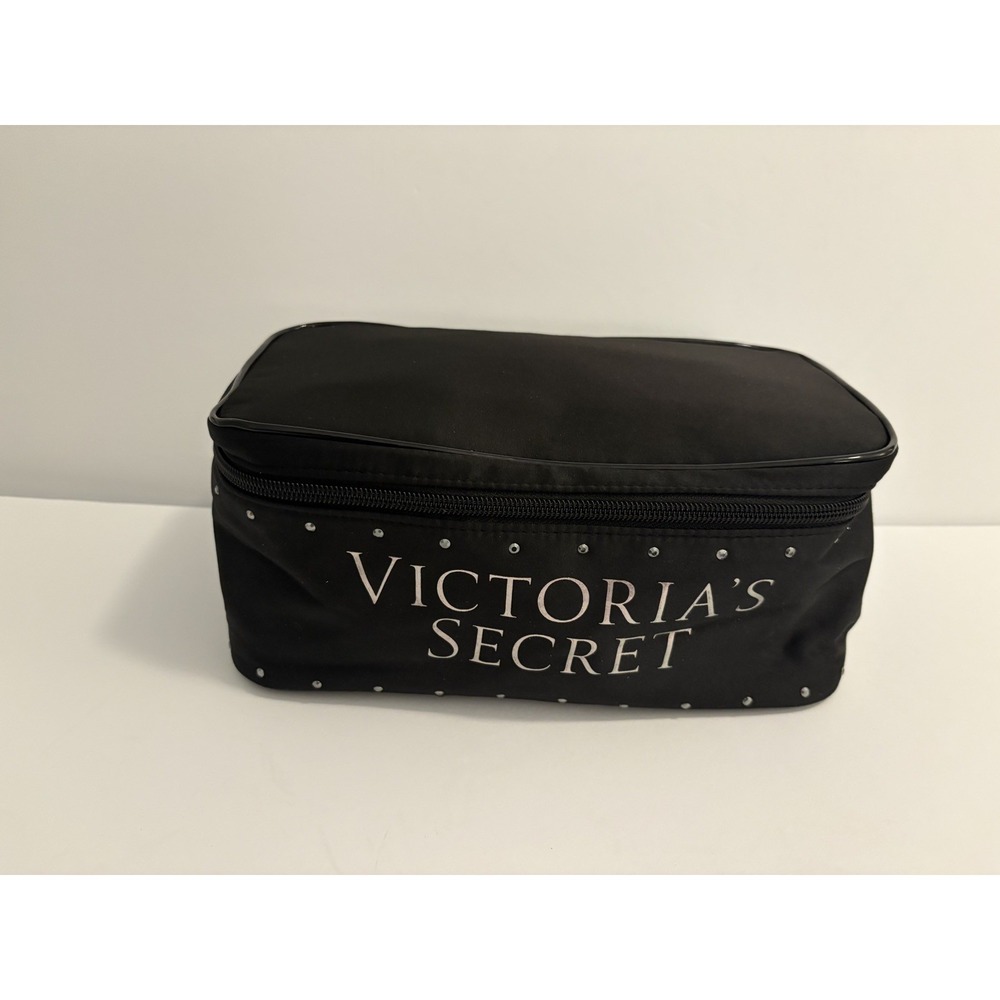 Victoria's Secret Black Bling TRAIN CASE  Makeup Bag Travel Pouch